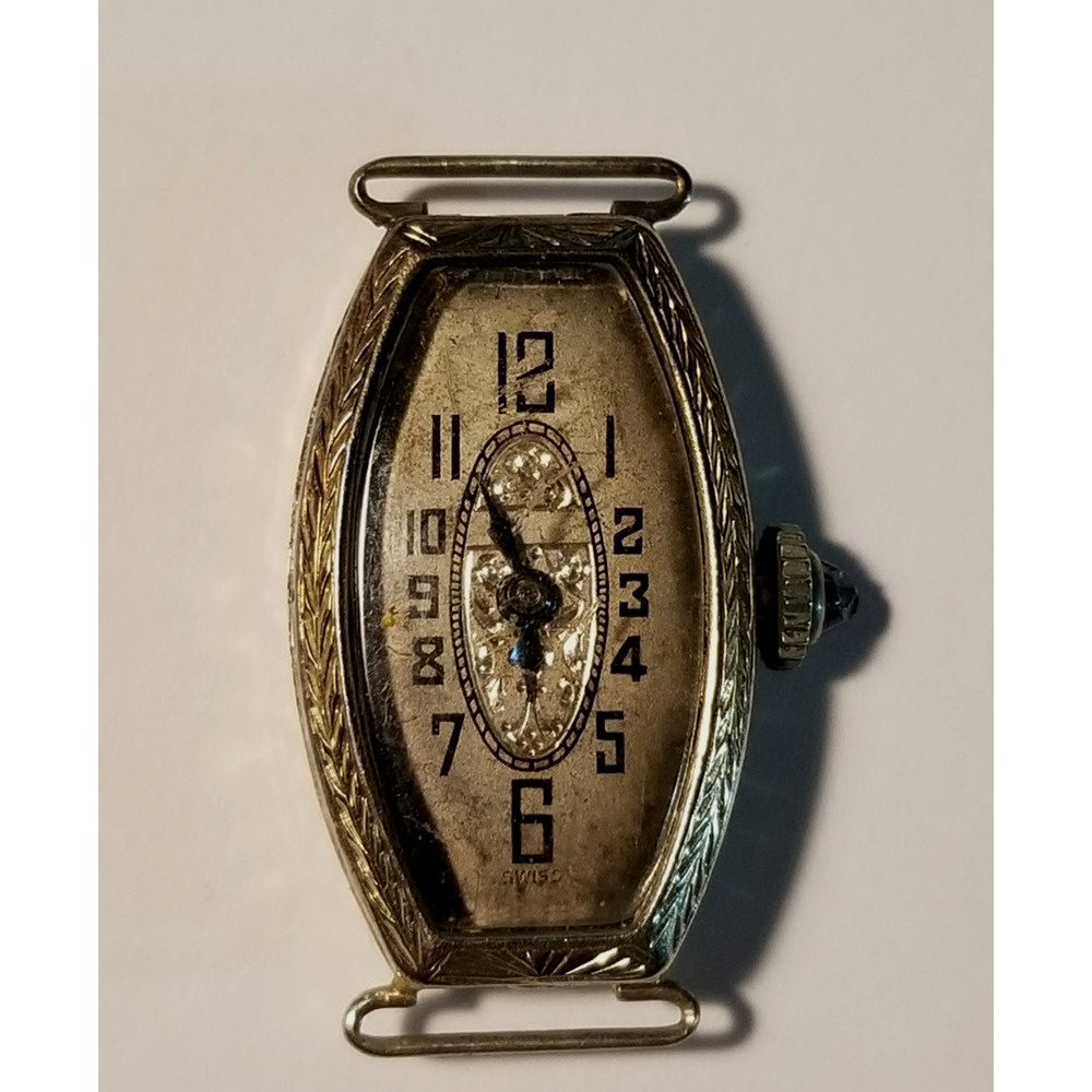 Jax 20 kt white gold women ladies wrist watch 3.4 grams 1920s antique